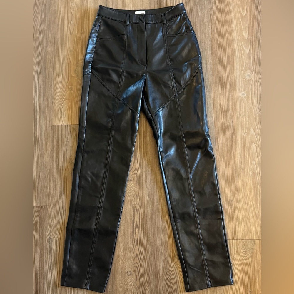 Aritzia Wilfred Black Faux Leather Pants